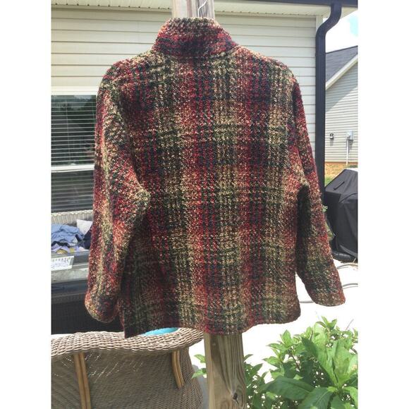 Blarney woollen mills Wool jacket small women brown plaid Ireland Irish full zip - Picture 5 of 10